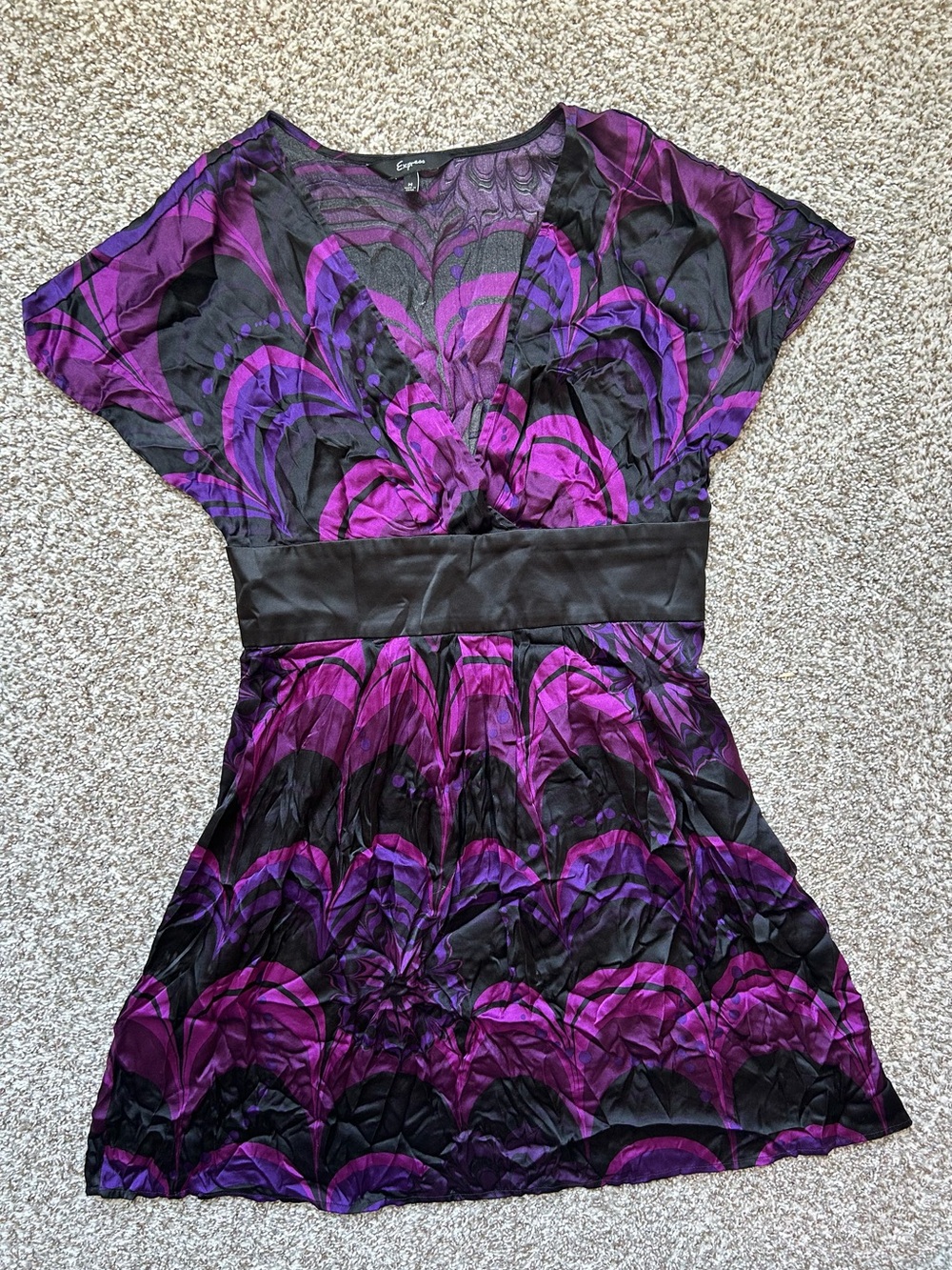 Purple & Black Silk Mini Women's Dress by Express